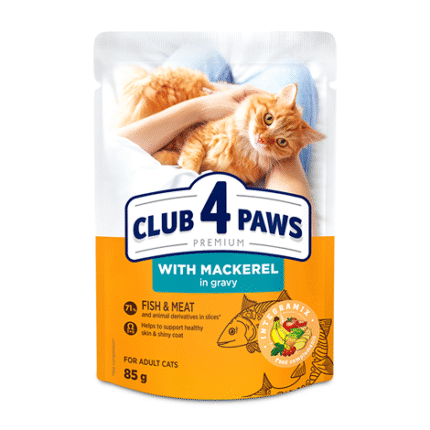 CLUB 4 PAWS PREMIUM for adult cats With mackerel in gravy