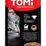 TOMi 100g sachets for cats – veal and turkey