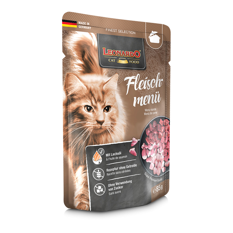 Leonardo Meat Menu Adult Cat Wet Food Pouch 85g (1) Leonardo Meat Menu Adult Cat Wet Food Pouch 85g - Image 1