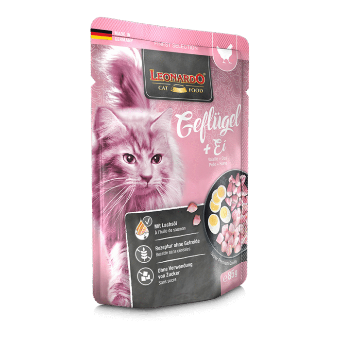 Leonardo Poultry + Egg Adult Cat Wet Food Pouch 85g - Image 1