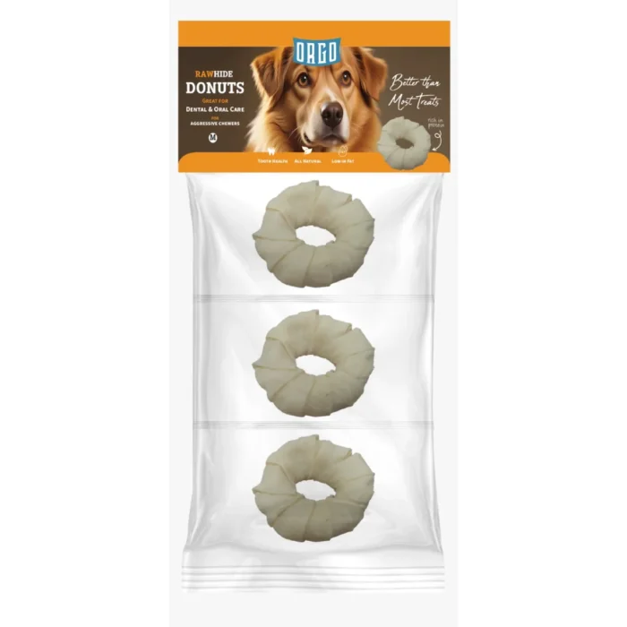 Orgo Rawhide Donuts For Dog Dental Oral Care 3 PC Small - Image 1