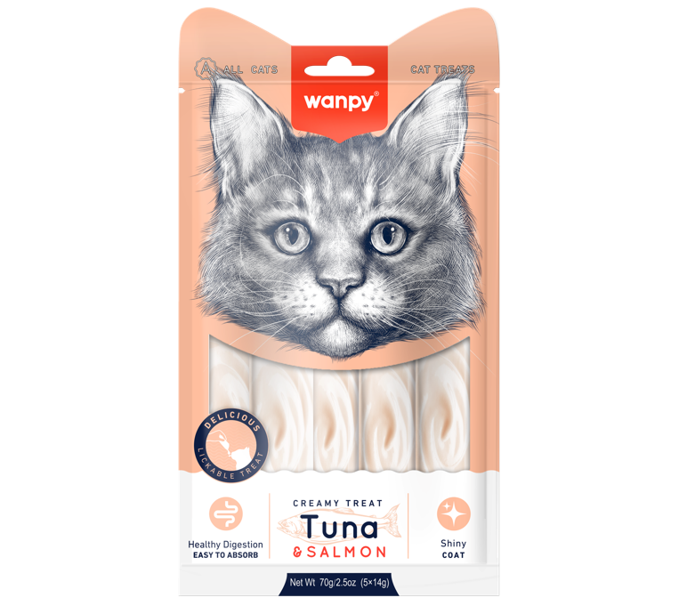 Wanpy-Creamy-lickable-tuna-salmon-1 Wanpy Creamy Treat - Tuna & Salmon (5)packs - Image 1