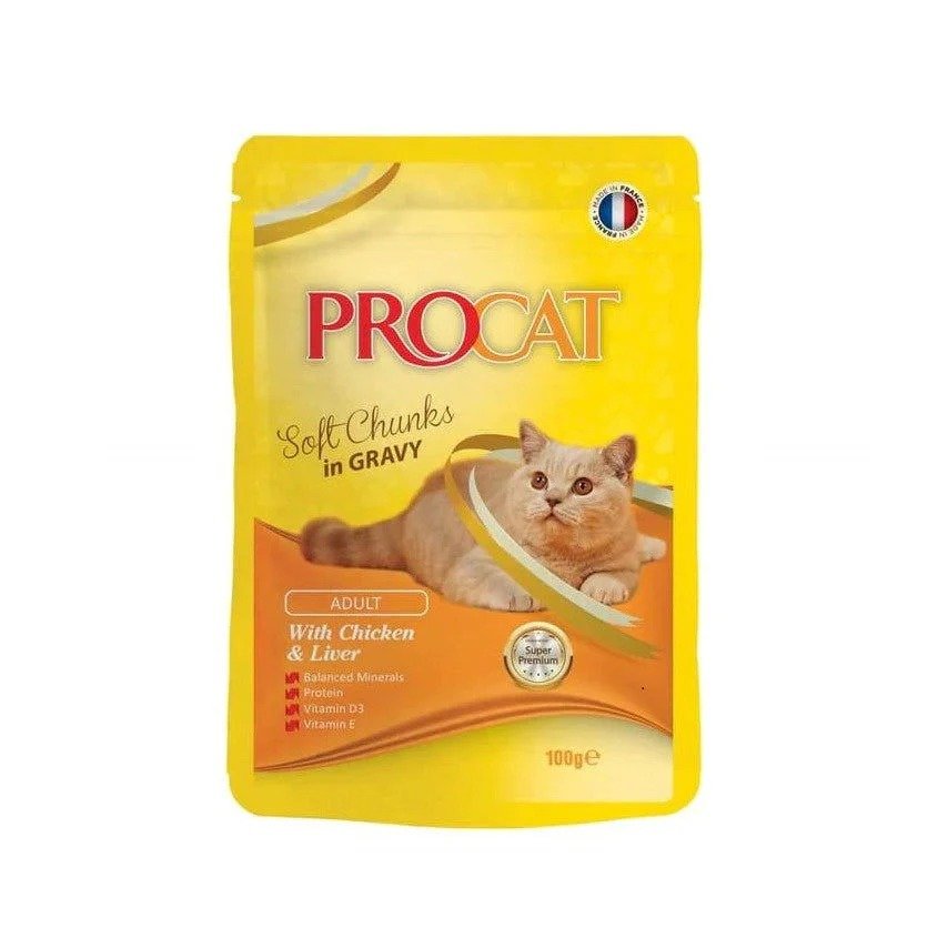 Procat Wet Food Chicken&liver Jelly Pouch 100g - Image 1