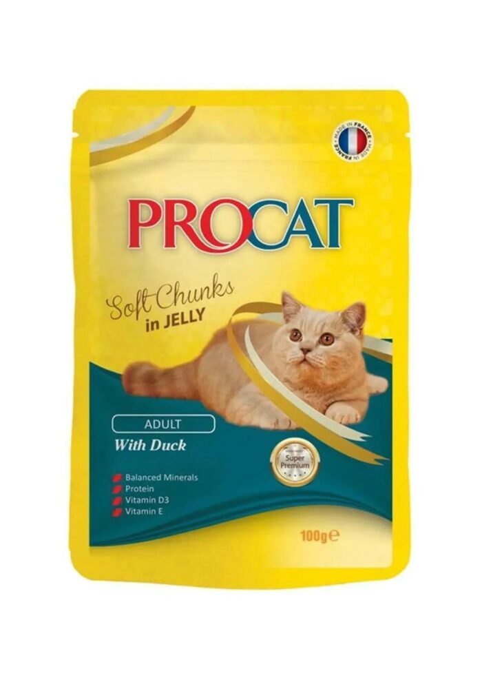 Procat Wet Food Duck Jelly Pouch 100g - Image 1