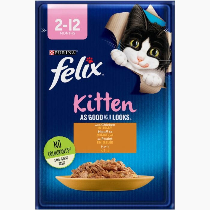 PURINA FELIX As Good as it Looks with Chicken in Jelly Wet Junior Cat Food Pouch 85g - Image 1