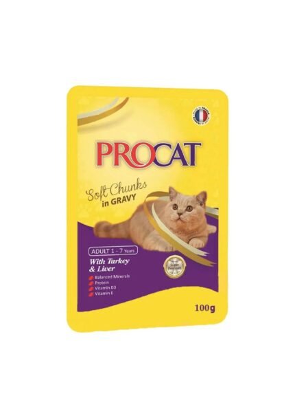 Procat Wet Food Turkey&Liver Gravy Pouch 100g
