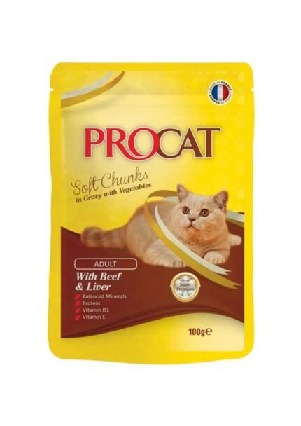 Procat Wet Food Beef&Liver Gravy Pouch 100g
