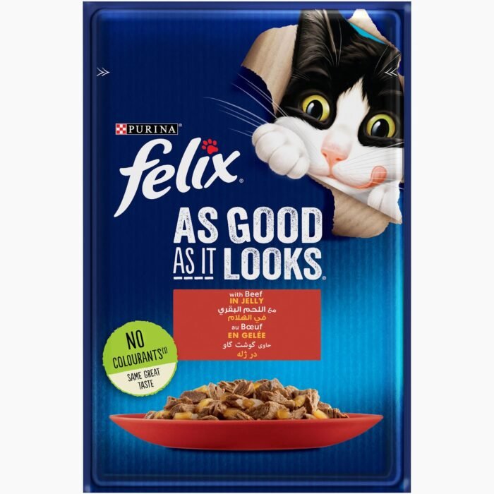 PURINA FELIX As Good as it Looks Beef in Jelly Wet Cat Food Pouch 85g - Image 1