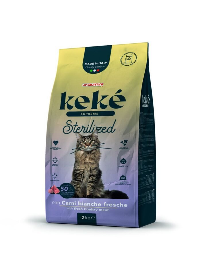 Keke Supreme Sterilized Adult Cat Dry Food with Fresh Poultry Meat 2Kg - Image 1