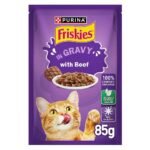 Purina Friskies Beef in Gravy Wet Cat Food Pouch 85g
