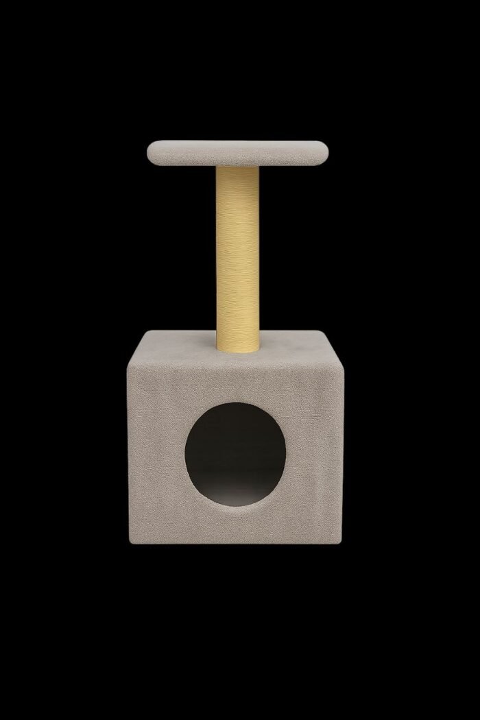 Gray Cat Condo Scratching Post - Image 1