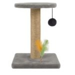 Gray Cat Scratching Post with Feathers