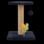 Navy Cat Scratching Post with Feathers