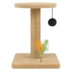Beige Cat Scratching Post with Feathers