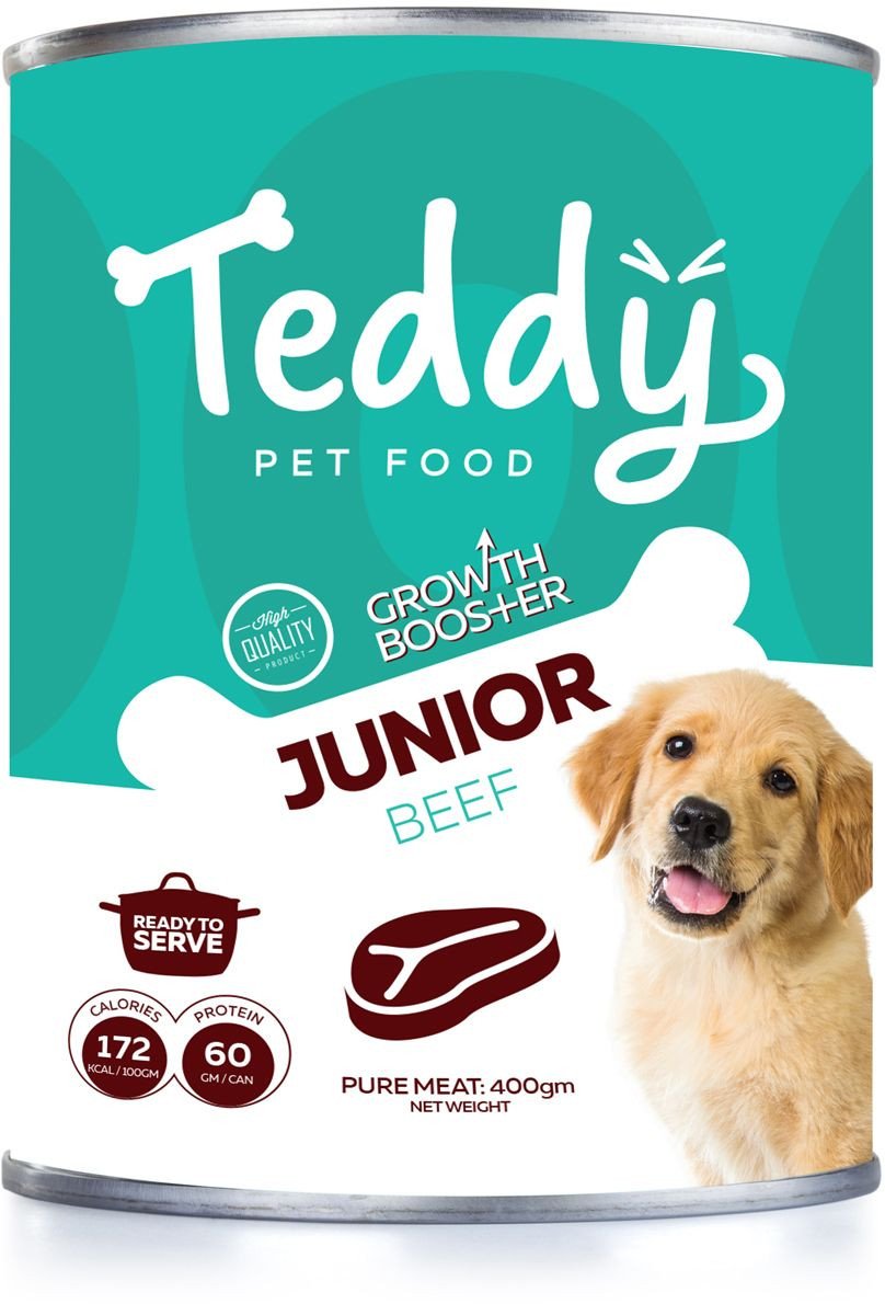 69671585420726 Teddy Junior Dog Wet Food Beef 400 gm - Image 1